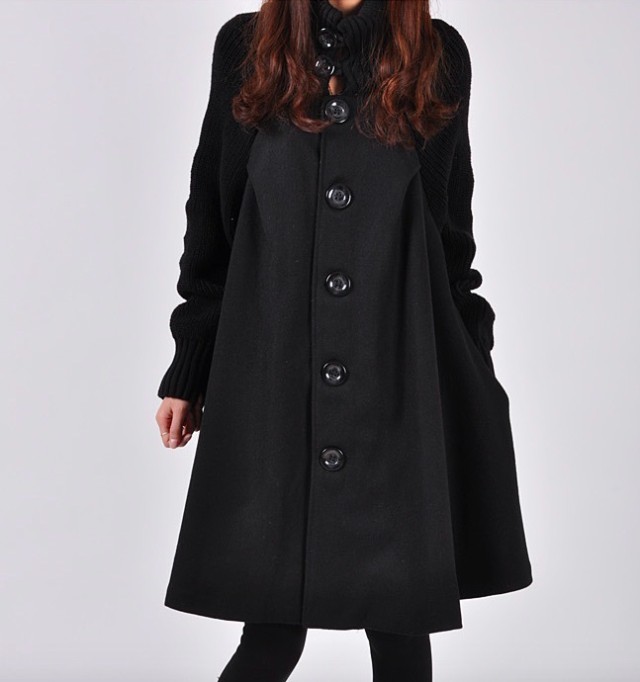 アウター コート トレンチ ミドル丈 フレア タートルネック Aライン ウール かわいい ブラック グレー ピンク M L XL 2XL 3XL 4XL 5XL 大人可愛い きれいめ キュート 無地 